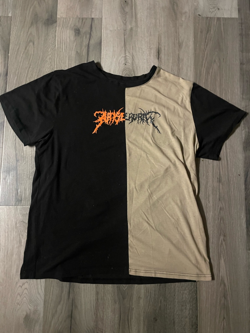 Men's Two-Tone Black and Tan Graphic Tee